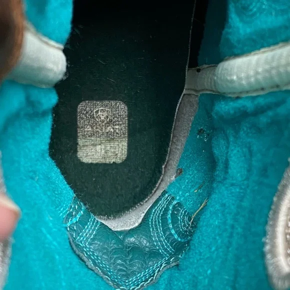 Ariat Crossfire Unisex  4 Teal Blue / brown cowboy boots - Picture 6 of 10